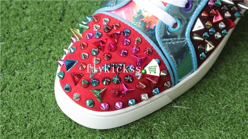 Christian Louboutin Colorful Spike High Top Flat Sneakers